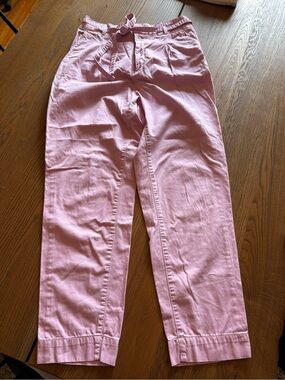 GAP Paperbag Khaki Pants Women's 8T Pink 100% Cotton Tie Waist Tapered Leg